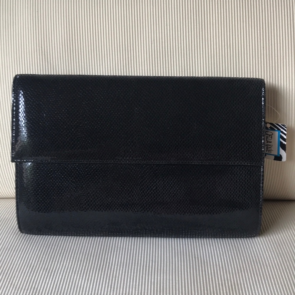 NWT Ofelia Kahlo Marta purse black croc patent